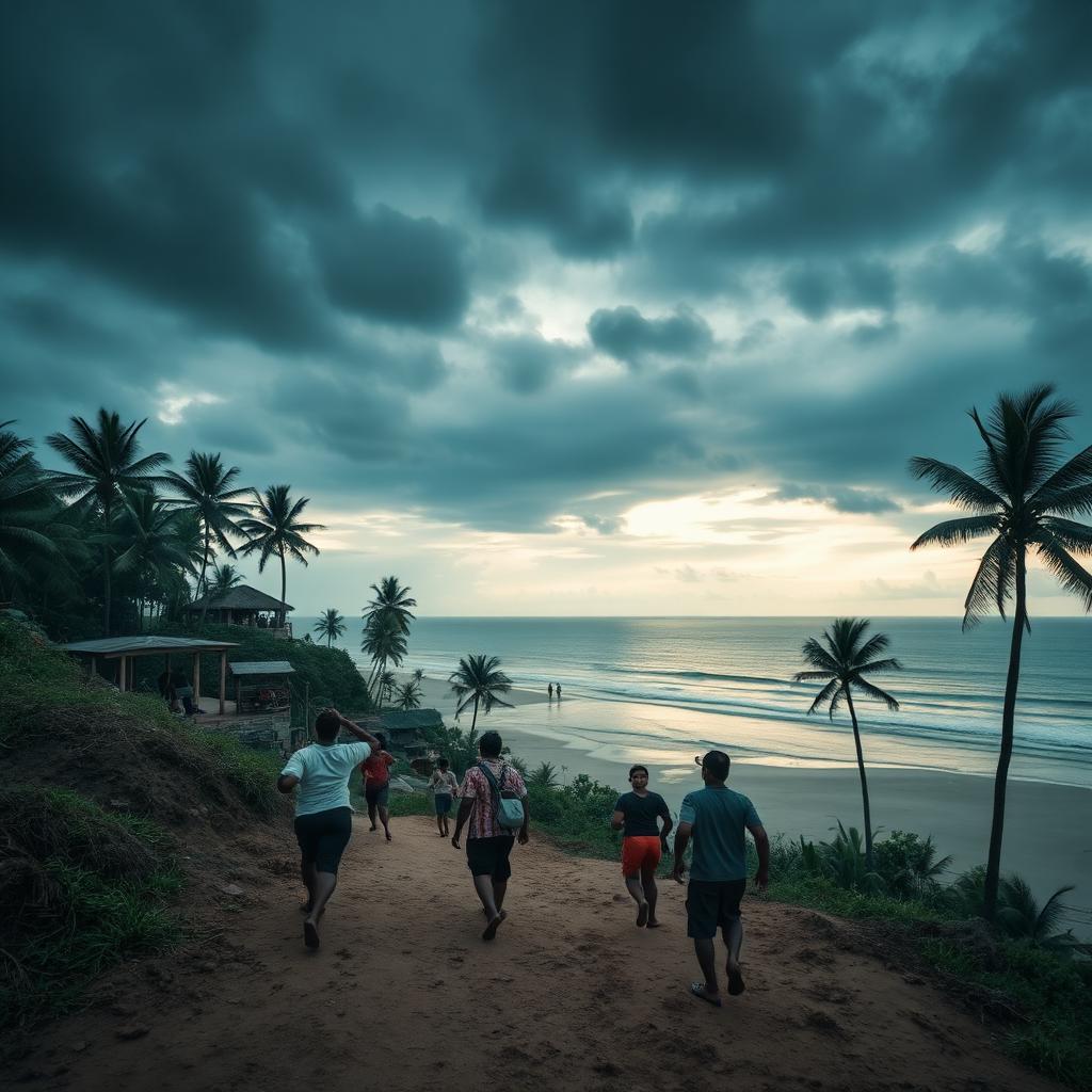 Warga Indonesia mengungsi menjauh dari pantai menuju dataran tinggi